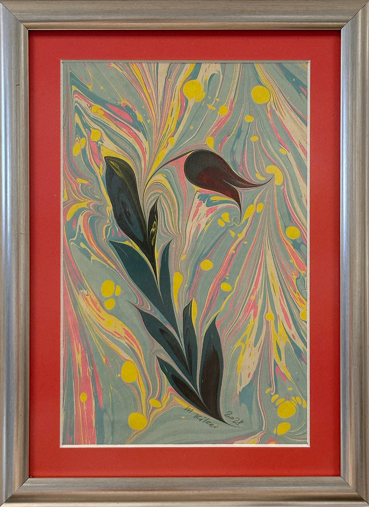 Personalized Name On Marbled Paper with Silver Frame A2