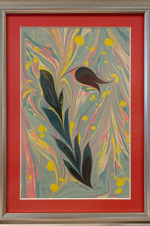 Personalized Name On Marbled Paper with Silver Frame A2